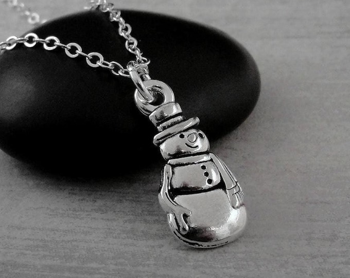 Snowman Necklace, Silver Plated Snowman Charm Necklace, Snowman Pendant, Christmas Necklace, Christmas Charm, Winter Charm, Snowman Gift
