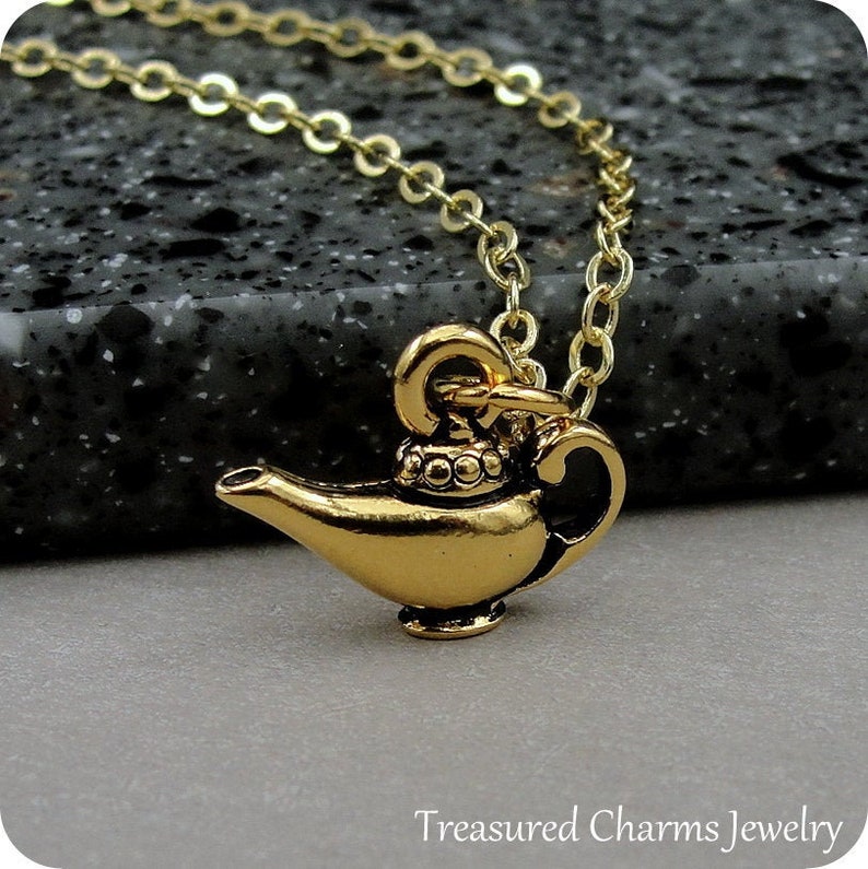 Aladdins Lamp Necklace Gold Magic Lamp Necklace Aladdin Lamp Etsy