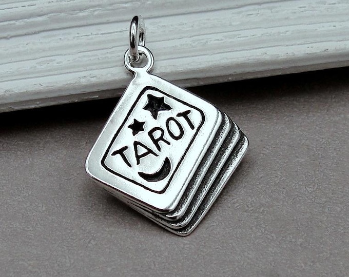 925 Sterling Silver Tarot Cards Charm, Fortune Teller Charm, Tarot Card Pendant, Psychic Charm, Fortune Teller Gift, Tarot Reader Gift