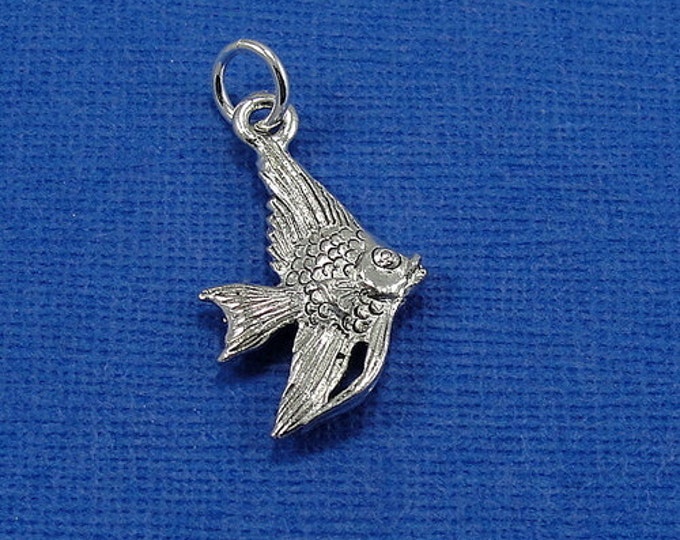 Angelfish Charm - Silver Plated Angelfish Charm for Necklace or Bracelet