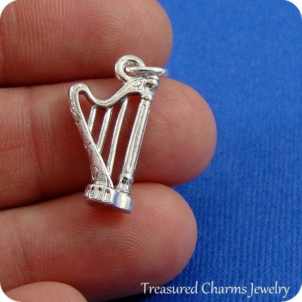 Harp Charm - Silver Plated Musical Harp Charm for Necklace or Bracelet