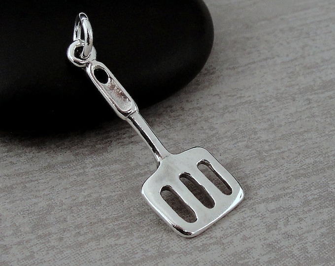 Spatula Charm, Sterling Silver Pancake Flipper Charm for Necklace or Bracelet, Kitchen Utensil Charm, Cooking Charm, Cooking Gift Jewelry