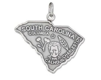 South Carolina Charm - Sterling Silver State of South Carolina Charm for Necklace or Bracelet