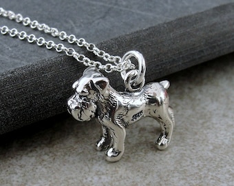 Schnauzer Necklace, Sterling Silver Miniature Schnauzer Charm Necklace, Schnazuer Gift, Schnauzer Jewelry, 3D Schnauzer Charm, Dog Jewelry