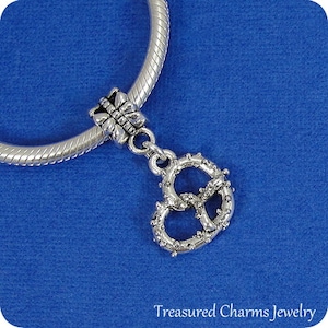 Pretzel European Dangle Bead Charm - Silver Pretzel Charm for European Bracelet