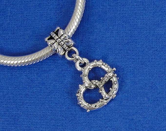 Pretzel European Dangle Bead Charm - Silver Pretzel Charm for European Bracelet