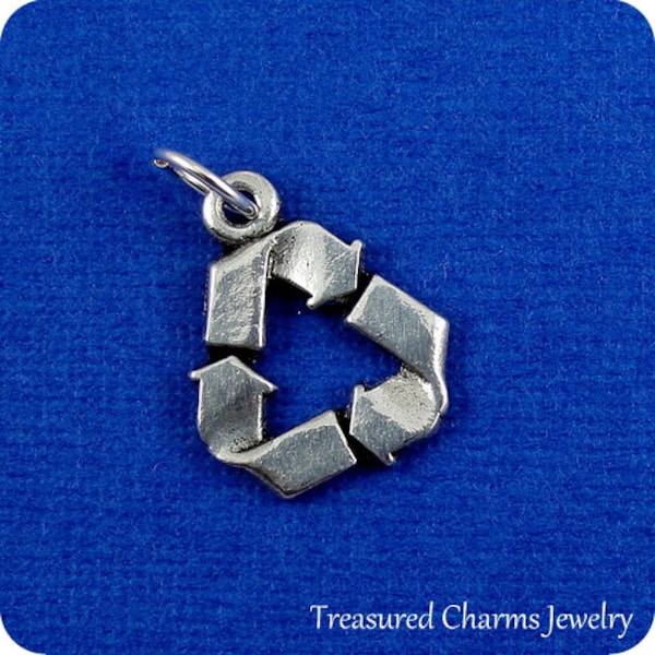 Recycle Symbol Charm - Silver Recycle Symbol Charm for Necklace or Bracelet