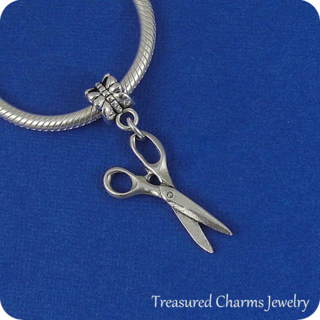 Scissors European Dangle Bead Charm Silver Pair of Scissors Etsy España