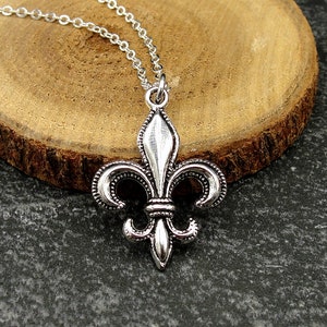 Fleur De Lis Necklace Silver Plated Fleur De Lys Charm Necklace