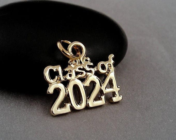 CLOSEOUT - Class of 2024 Charm, Graduation Charm, Gold Class of 2024 Charm, 2024 Graduation Pendant, Graduation Gift, Graduation Jewelry