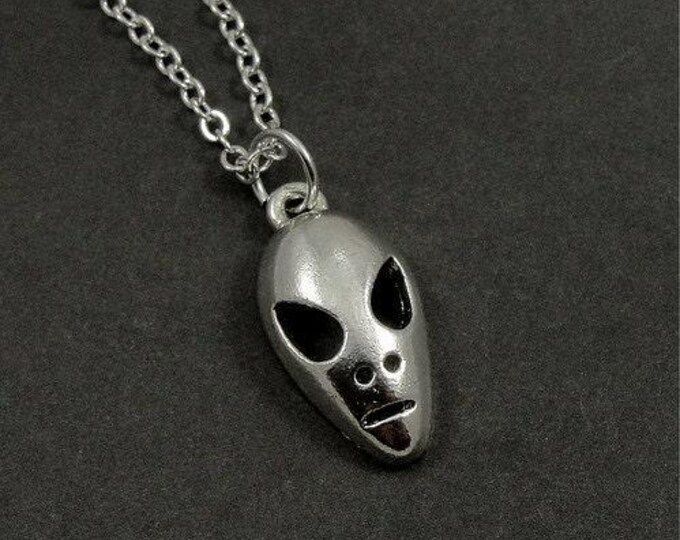 Alien Necklace, Silver Alien Charm on a Silver Cable Chain