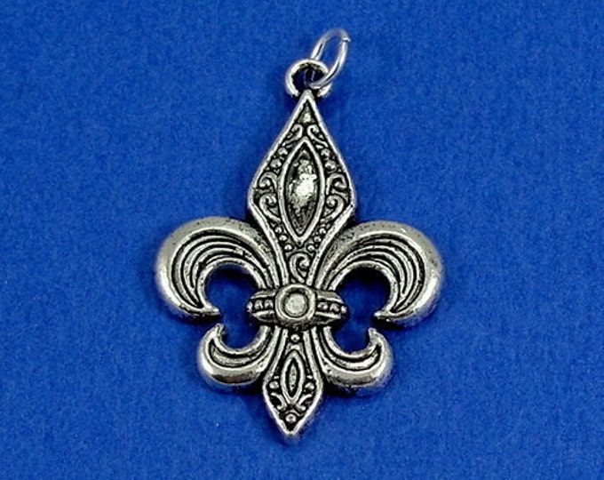 Fleur De Lys Charm - Silver Plated Fleur De Lis Charm for Necklace or Bracelet