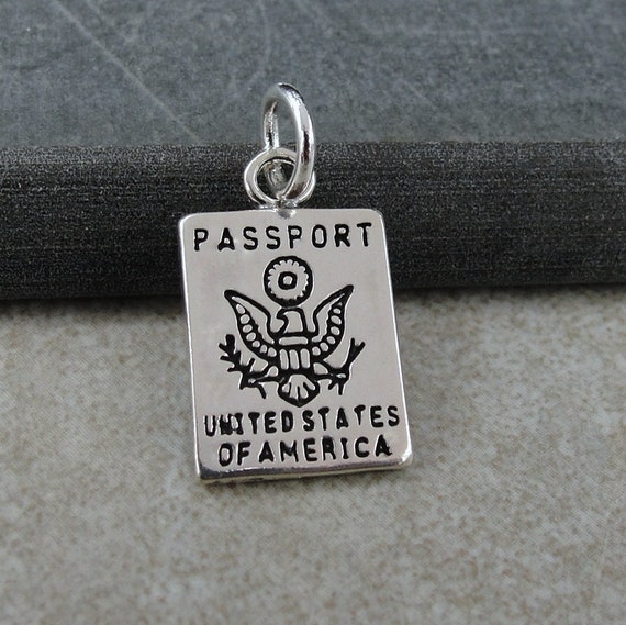 USA Passport Charm Sterling Silver Travel USA Passport Charm Sterling Silver Travel