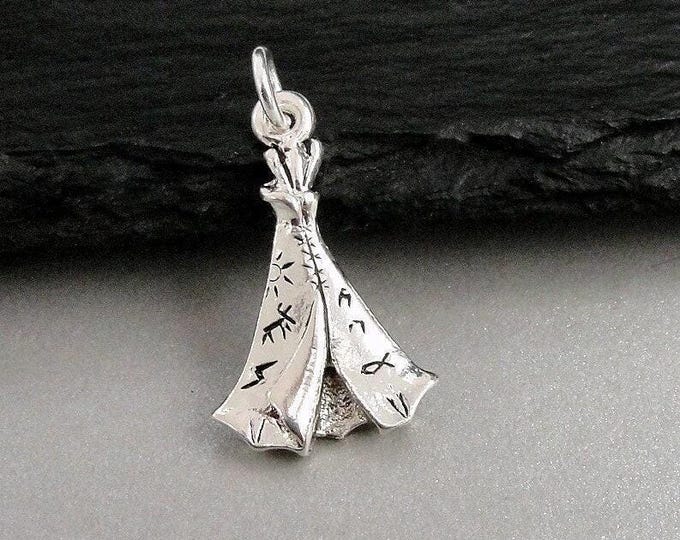 Silver Tepee Charm, Tipi Charm, Native American Charm, Native American Jewelry, Tipi Necklace Charm, Tipi Pendant, Bracelet Charm