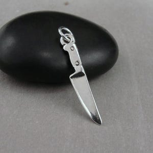 Miniature Knife Charm, Silver Kitchen Knife Charm for Necklace, Chef Charm, Baking Charm, Carving Knife Charm, Gift for Chef, Gift for Baker image 1