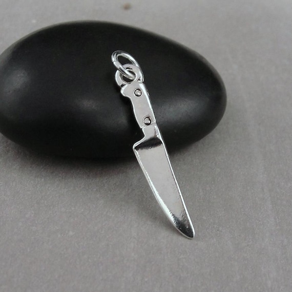 Miniature Knife Charm, Silver Kitchen Knife Charm for Necklace