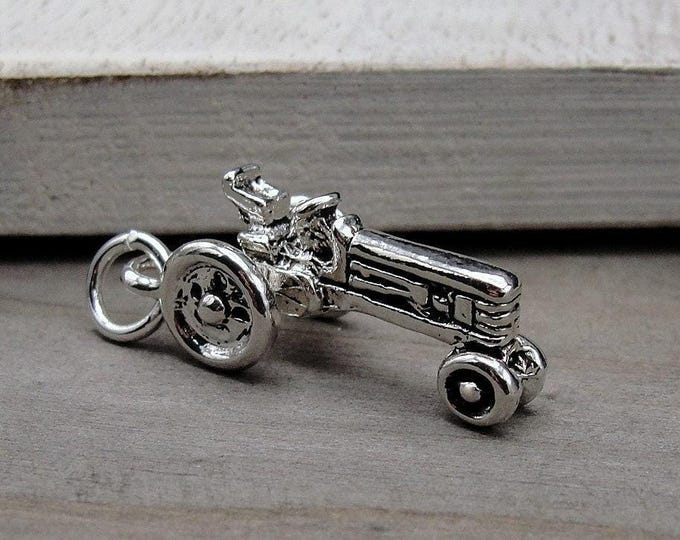 Tractor Charm, Silver Plated 3D Tractor Charm for Necklace or Bracelet, Farm Equipment Charm, Farmer Charm, Farming Charm, Farmer Gift