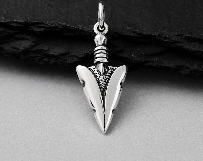 925 Sterling Silver Arrowhead Charm, Tribal Arrow Pendant, Southwestern Native American Charm, Navajo Jewelry