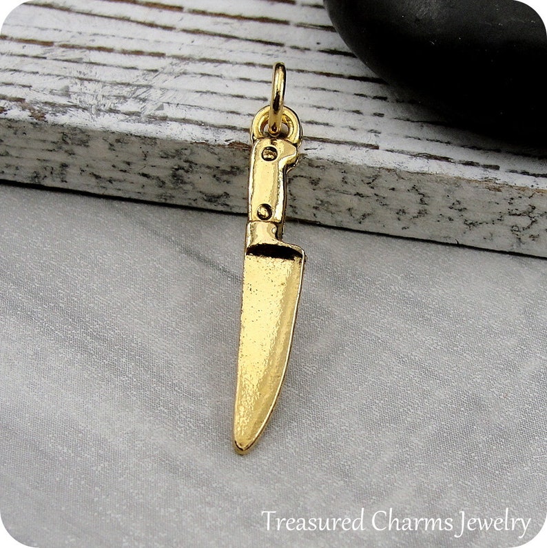 Miniature Knife Charm Gold Knife Charm for Necklace Chef Etsy