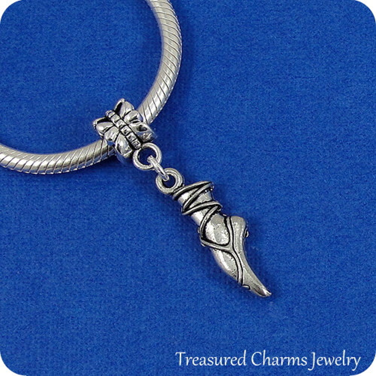 ballet slippers european dangle bead charm - silver ballerina slilppers charm for european bracelet