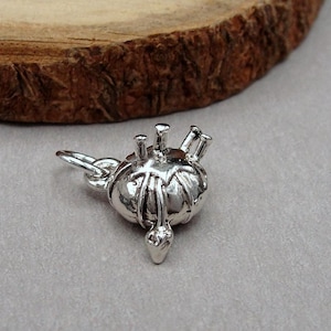 Silver Pin Cushion Charm, 3D Pin Cushion Pendant, Sewing Charm, Seamstress Charm, Sewing Seamstress Gift, Sewing Themed Charm