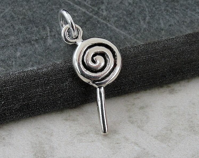 Lollipop Charm, 925 Sterling Silver Lollipop Necklace Charm, Candy Charm, Swirl Lollipop Charm, Sweet Treat Charm, Lollipop Gift Jewelry