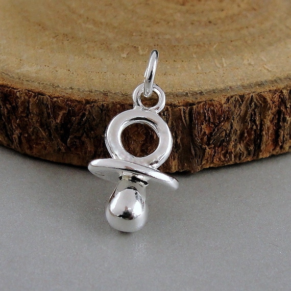 Baby Pacifier Charm Sterling Silver, Made in the USA Baby Pacifier Charm Sterling Silver, Made in the USA
