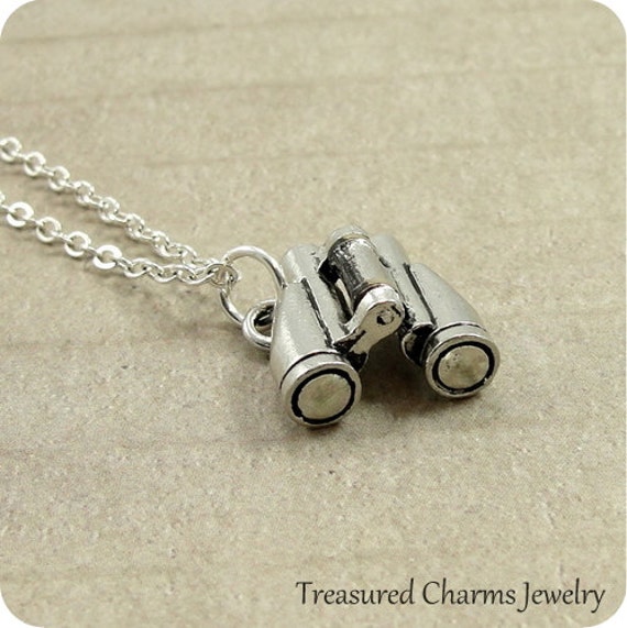 Binoculars Necklace moveable Silver Plated Binoculars Charm Etsy