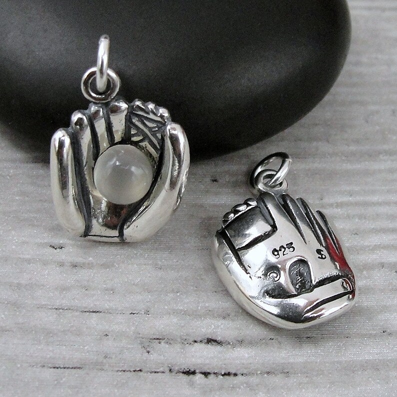 925 Sterling Silver Catcher's Mitt Charm Baseball Glove Etsy