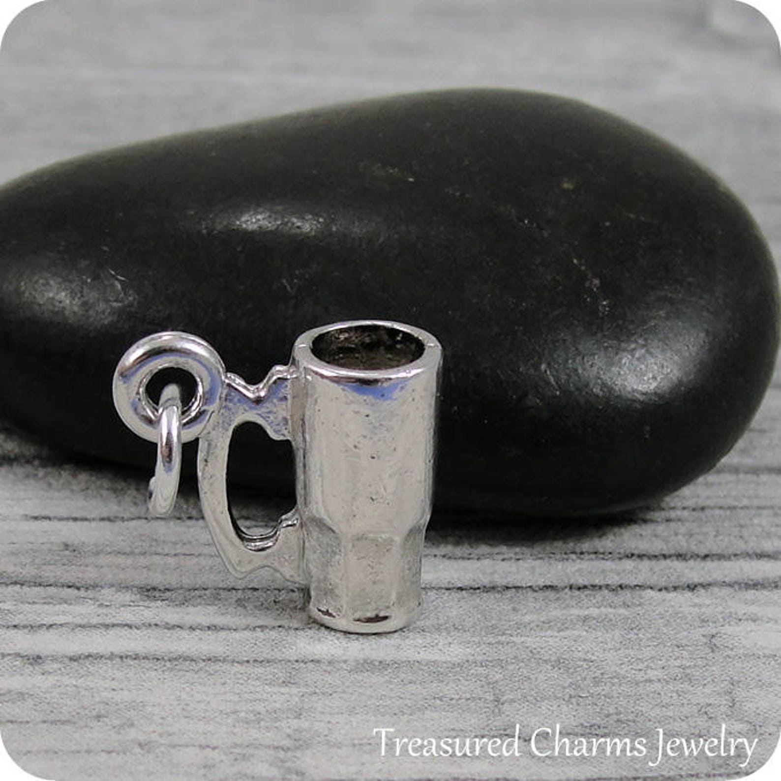 Beer Mug Charm Silver Plated Beer Stein Charm for Necklace Etsy