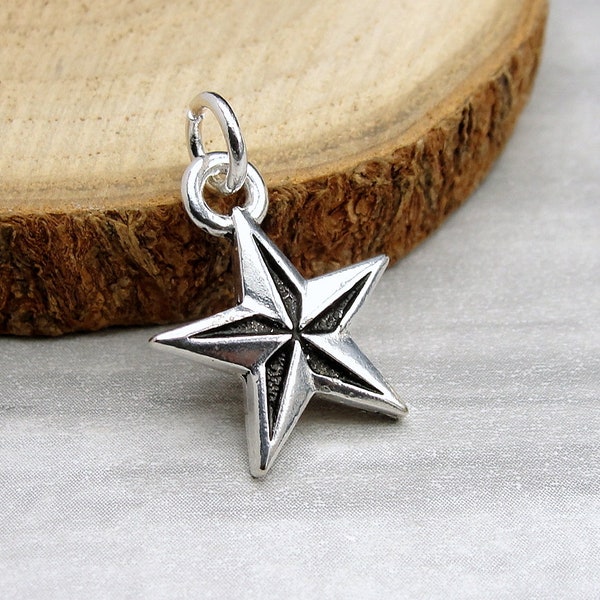 Nautical Star Charm, Silver Plated North Star Charm for Necklace or Bracelet, Sailor's Star Charm, Sailor Symbol Charm, Nautical Jewelry