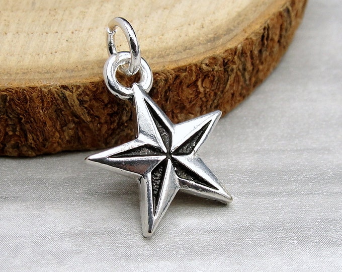 Nautical Star Charm, Silver Plated North Star Charm for Necklace or Bracelet, Sailor's Star Charm, Sailor Symbol Charm, Nautical Jewelry