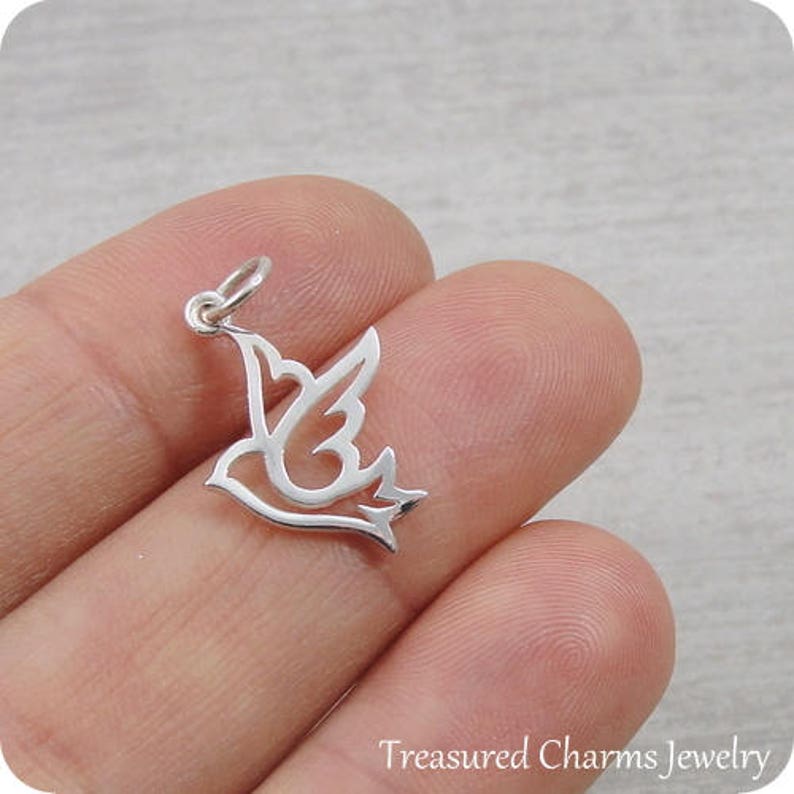 Peace Dove Charm Sterling Silver Peace Dove Charm for Etsy