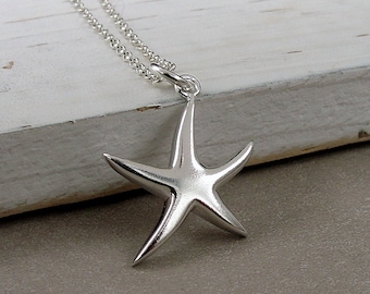 Starfish Necklace, 925 Sterling Silver Starfish Charm Necklace, Ocean Charm, Beach Charm Necklace, Beach Souvenir Gift, Beach Jewelry