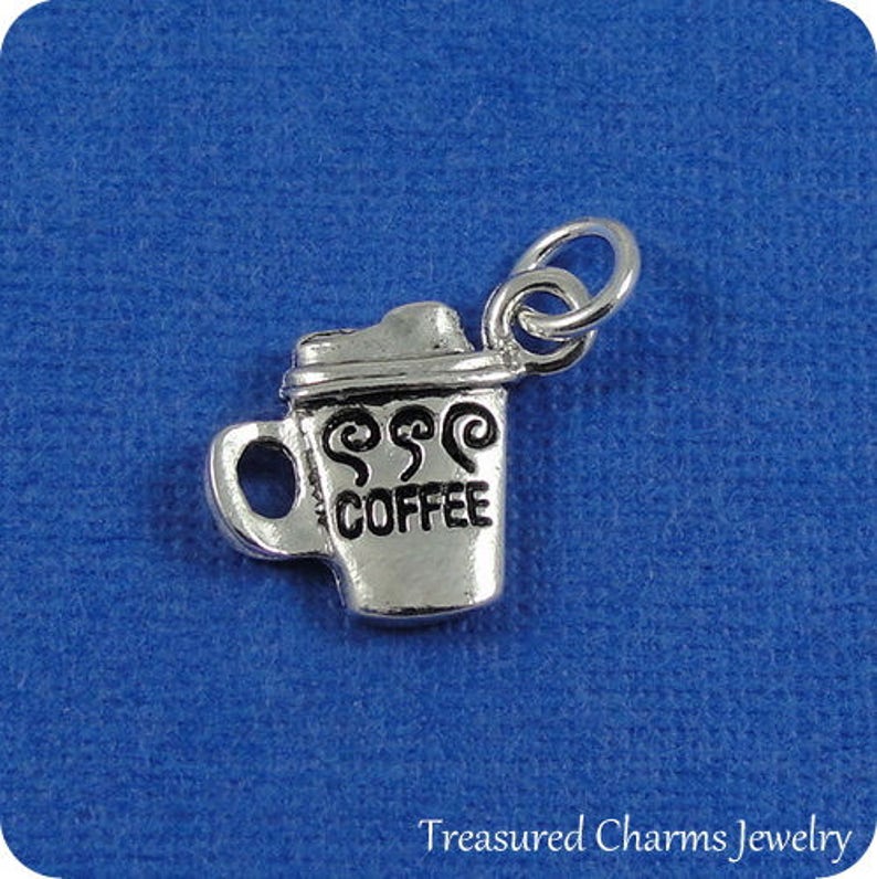 Coffee Mug Charm Silver Coffee Mug Charm for Necklace or Bracelet image 3