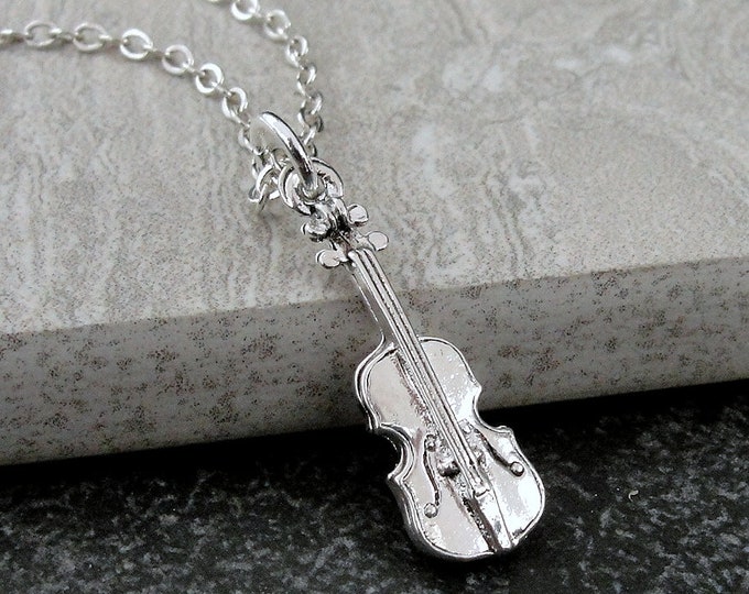 Silver Violin Necklace, Violin Charm, Cello Necklace, Cello Charm, Viola Necklace, Viola Charm, String Instrument Necklace, Violinist Gift