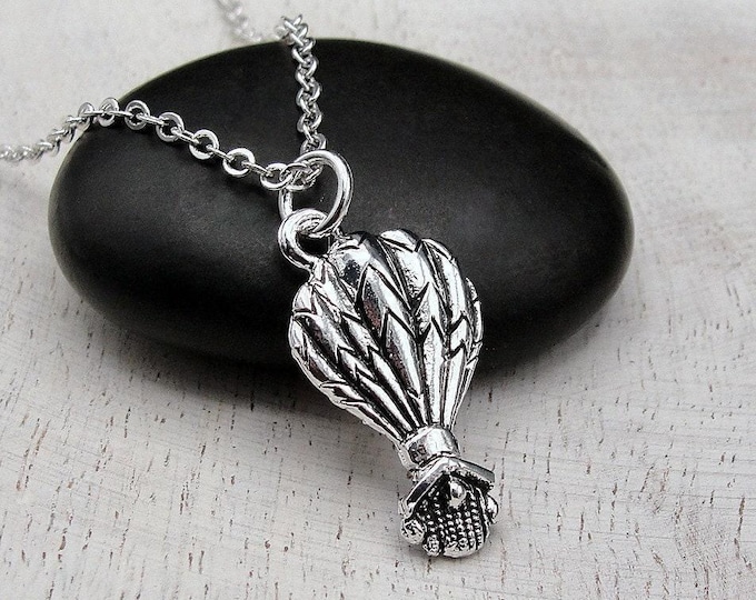 Hot Air Balloon Necklace, Silver Plated Balloon Ride Charm Necklace, Balloon Travel Necklace, Adventure Necklace, Ballooning Necklace