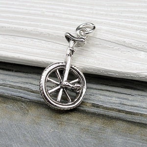 925 Sterling Silver Unicycle Charm, Monocycle Charm, Unicycler Charm, Circus Clown Charm, Bracelet Charm, Necklace Charm, Unicycle Gift