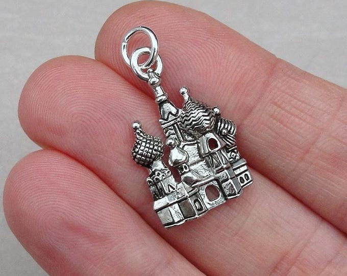 St. Basil's Cathedral Charm - Silver Plated Russian Cathedral Charm - Moscow Saint Petersburg Charm for Necklace or Bracelet