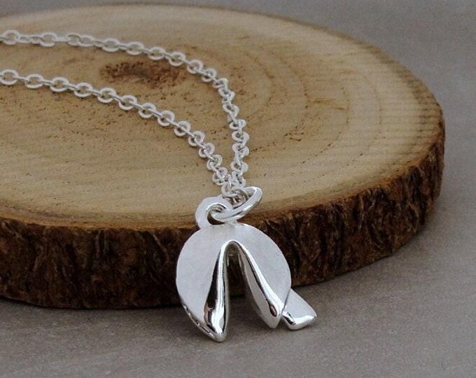Fortune Cookie Necklace, Fortune Cookie Charm, Lucky Charm Necklace, Good Luck Necklace, Chinese Fortune Cookie Jewelry, Good Luck Gift
