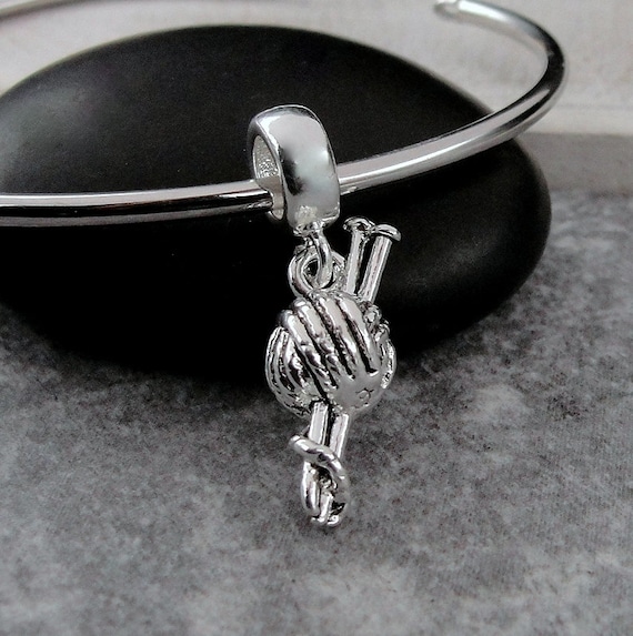 Yarn and Knitting Needles Charm 3-D Sterling Silver Yarn and Knitting Needles Charm 3-D Sterling Silver