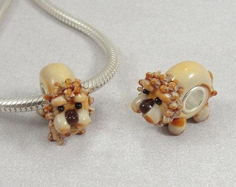 Lion Large Hole Lampwork Glass Bead - 925 Sterling Silver European Bead Charm