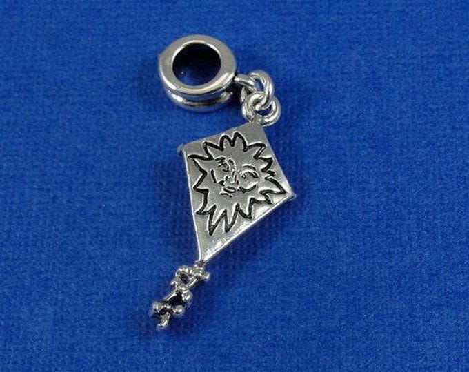 Kite European Dangle Bead Charm - Silver Kite Charm for European Bracelet