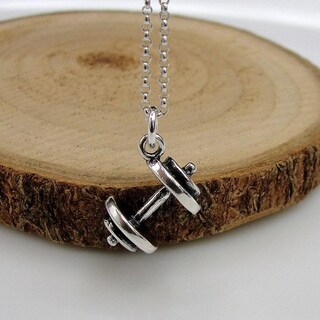 Portachiavi Manubrio Argento Anticato - Regalo Fitness Palestra Crossfit