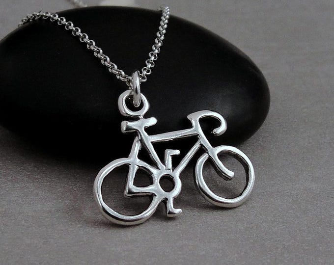 925 Sterling Silver Bicycle Necklace, Bicycle Charm, Bicycle Pendant, Bike Necklace, Cyclist Necklace, Bicycle Gift, Bicycle Jewelry
