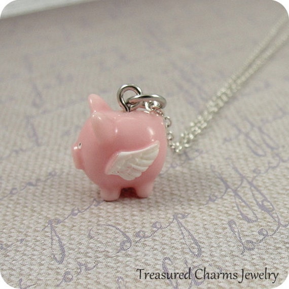 Resin Flying Pink Pig Custom Engraved You are more Loved Heart Locket Necklace Resin Flying Pink Pig Custom Engraved You are more Loved Heart Locket Necklace