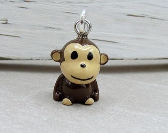 Cute Monkey Charm, 3D Monkey Charm, Chimpanzee Charm, Primate Charm, Jungle Charm, Necklace Charm, Bracelet Charm, Jungle Monkey Gift