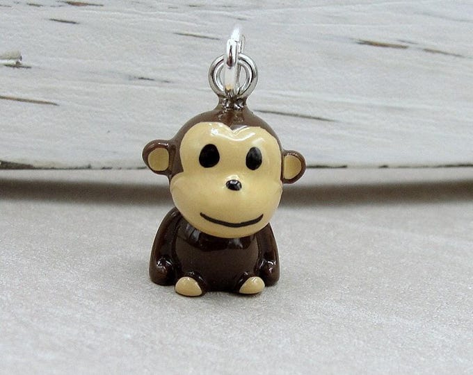 Cute Monkey Charm, 3D Monkey Charm, Chimpanzee Charm, Primate Charm, Jungle Charm, Necklace Charm, Bracelet Charm, Jungle Monkey Gift