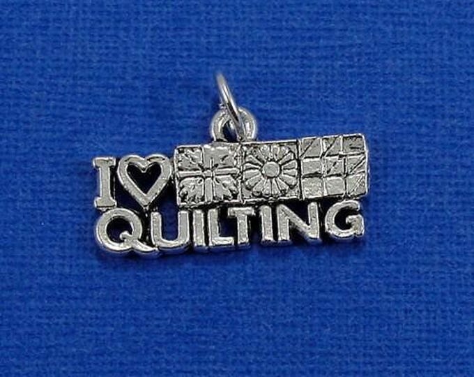 I Heart Quilting Charm - Silver Love Quilting Charm for Necklace or Bracelet