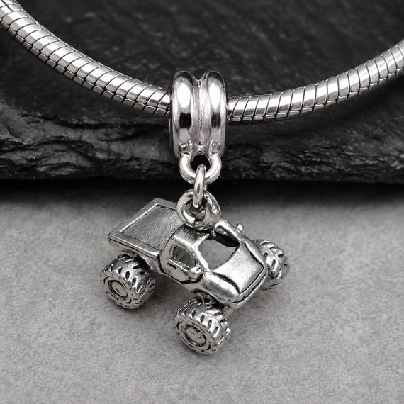 Monster Truck European Dangle Bead Charm - Silver Monster Truck Charm for European Bracelet - Race Truck Charm - Monster Truck Gift